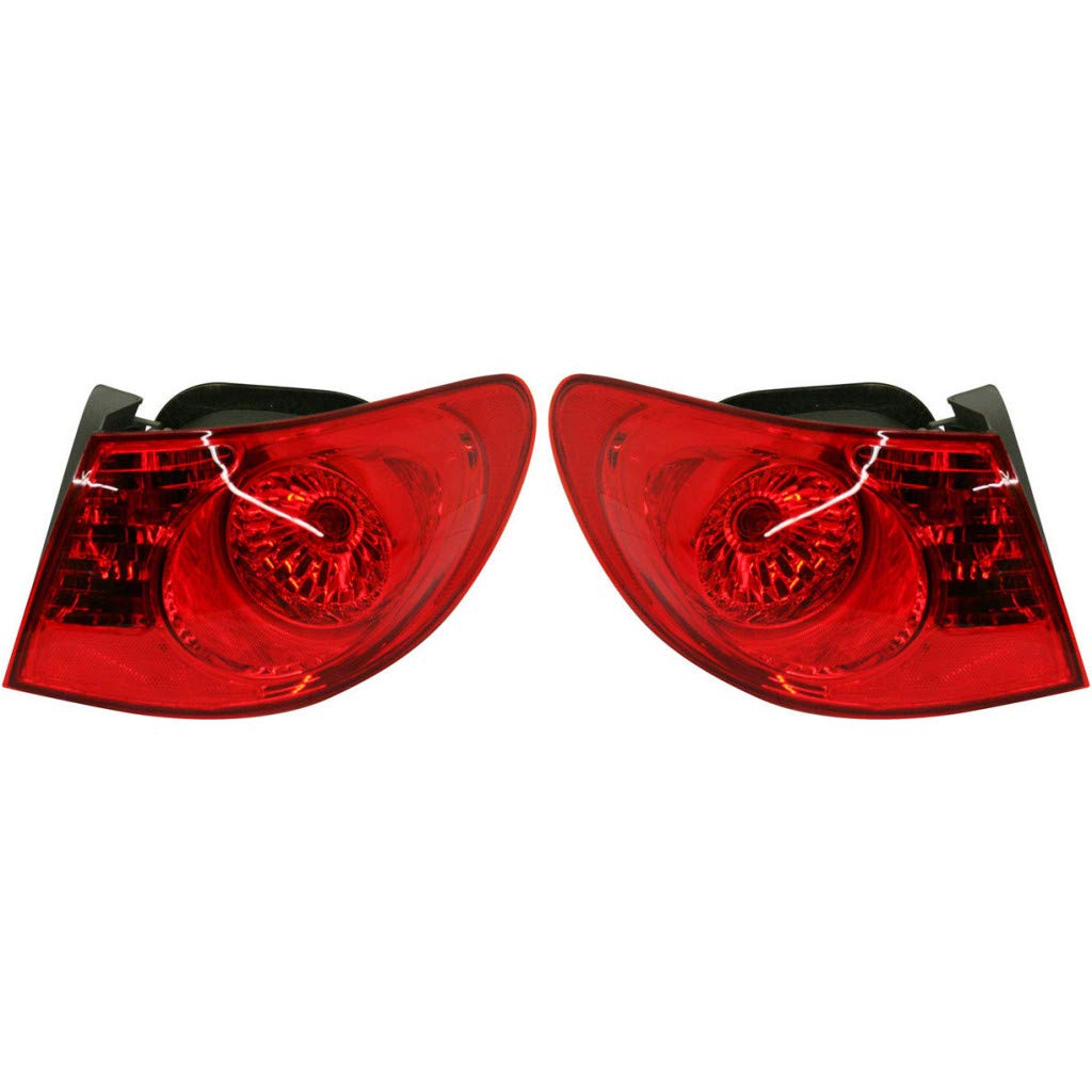 2007-2010 Hyundai Elantra Replacement Rear Tail Lights Pair - Left & Right Side (Driver & Passenger) - Part Numbers HY2804108 HY2805108 92401-2H050 92402-2H050 - Perfect for Night Driving Safety & Vehicle Restoration Projects