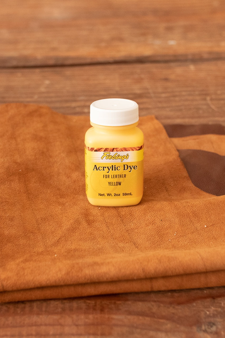 Fiebing's Acrylic Leather Dye 59ml - Vibrant Yellow for Leather Crafting, Shoes, Bags & DIY Projects | Fast-Drying, Water-Resistant Colorant