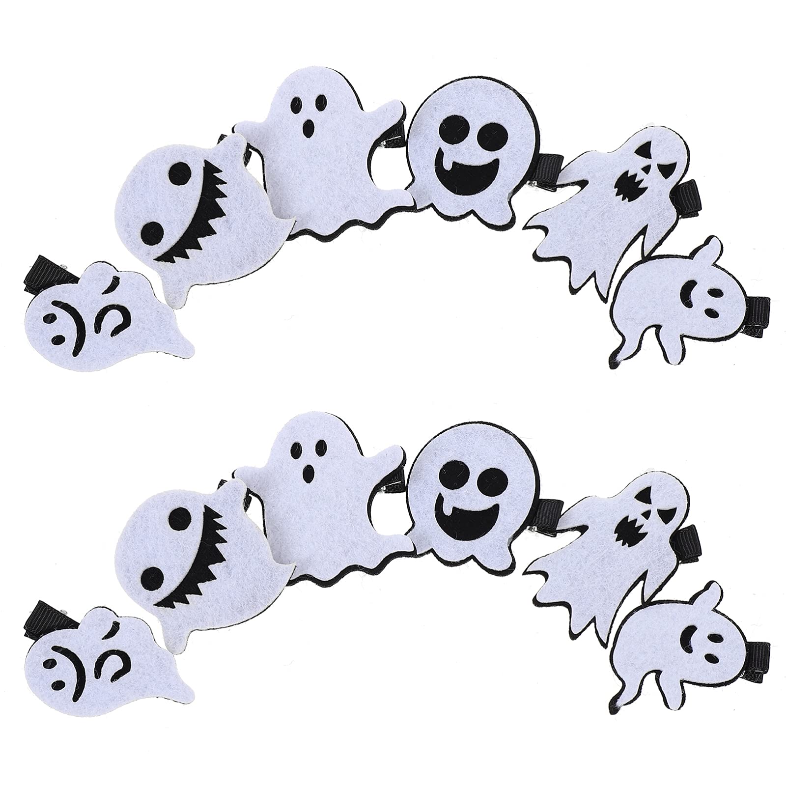 12PCS Halloween Hair Barrettes - Ghost Cartoon Hair Clips for Kids, Halloween Hair Accessories (Black & White) - Perfect for Costume Parties, Trick or Treating & School Events