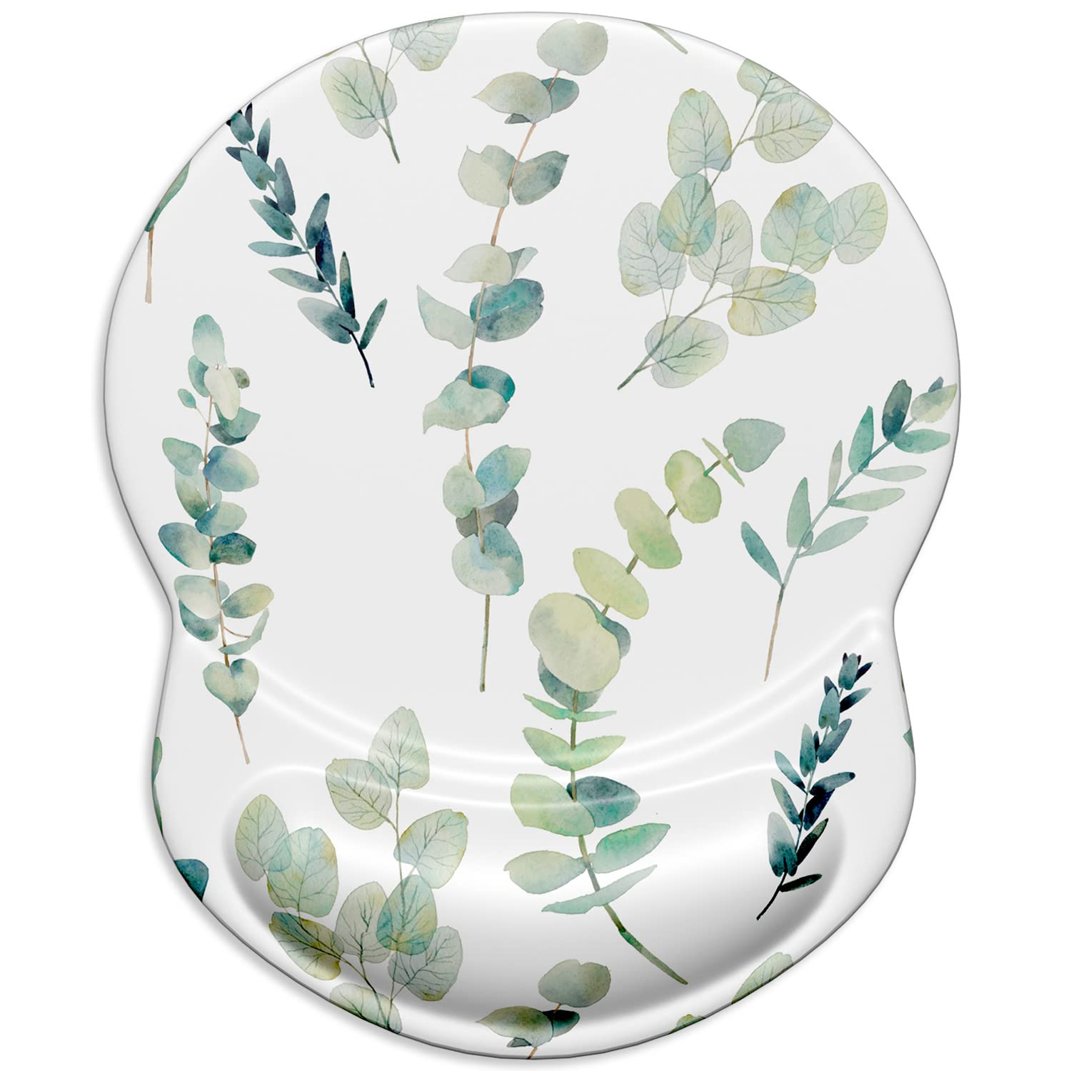 Ergonomic Mouse Pad with Wrist Rest - Non-Slip PU Base, Cute Eucalyptus Branch Design for Wireless Mouse - Perfect for Office, Gaming & Home Workspace Accessories