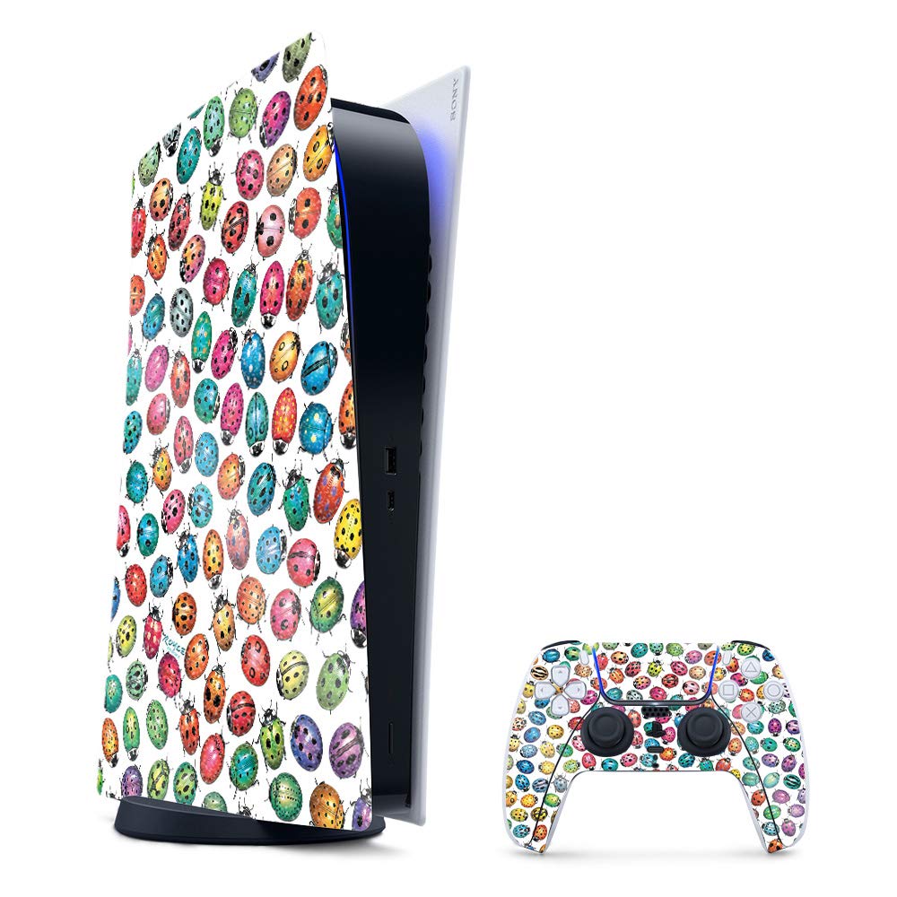 MightySkins Glossy Glitter Gaming Skin for PS5 & PlayStation 5 Digital Edition - Color Bugs Design | Durable High-Gloss Finish | Easy to Apply & Remove | Made in USA | Perfect for Gaming Setups & Console Protection