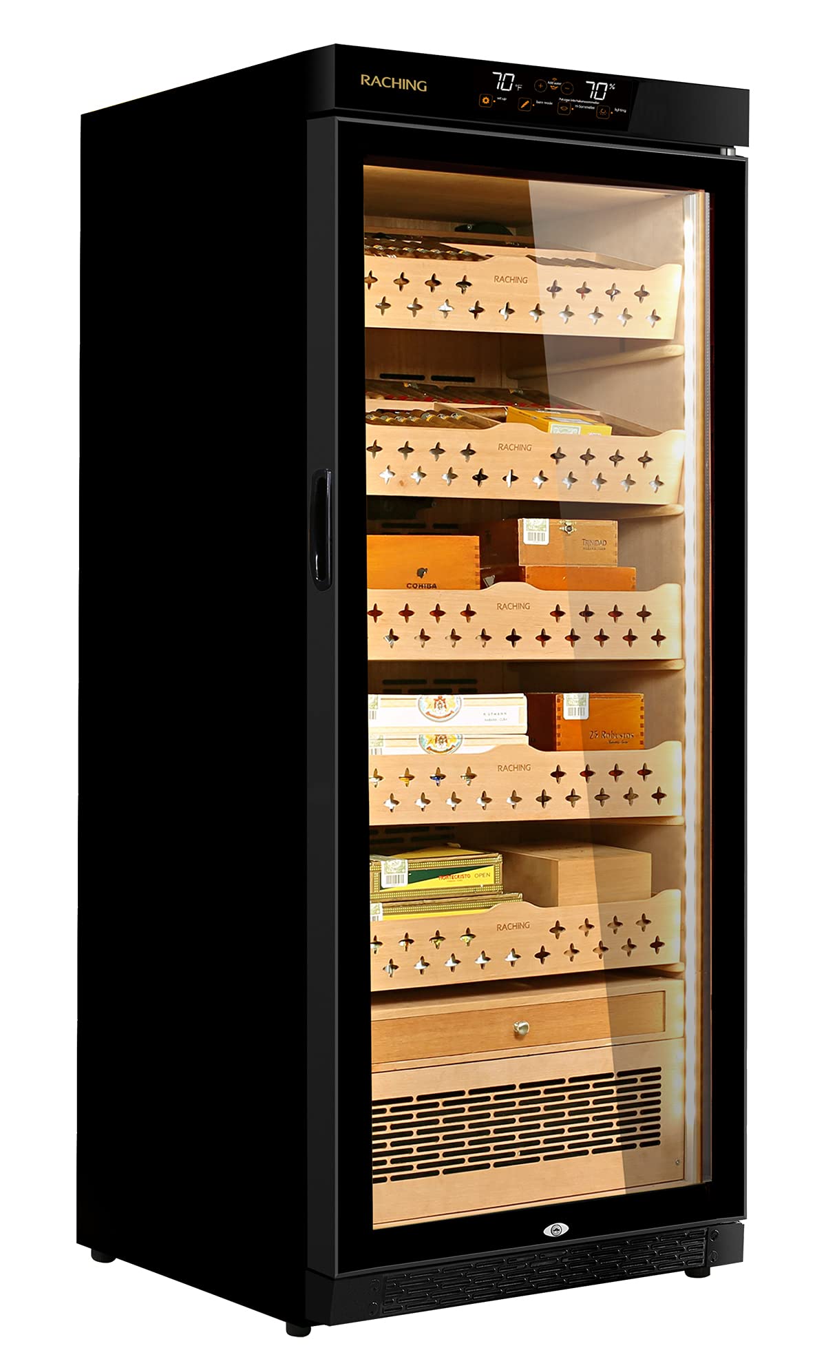 Premium 220L Cigar Humidor Cabinet with Climate Control & Ammonia Removal - Wooden Cigar Storage & Aging Cabinet (Black) | Ideal for Cigar Collectors & Connoisseurs in Home, Office, or Lounge Settings
