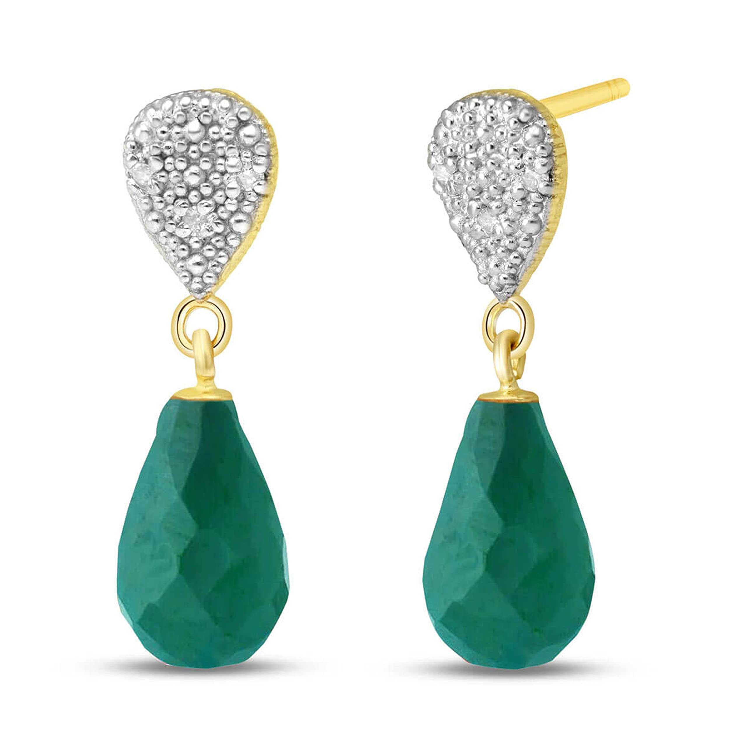 14K Solid Gold Earrings with Diamonds & Emeralds - Galaxy Gold GG Luxury Jewelry for Women - Perfect for Weddings, Anniversaries & Special Occasions