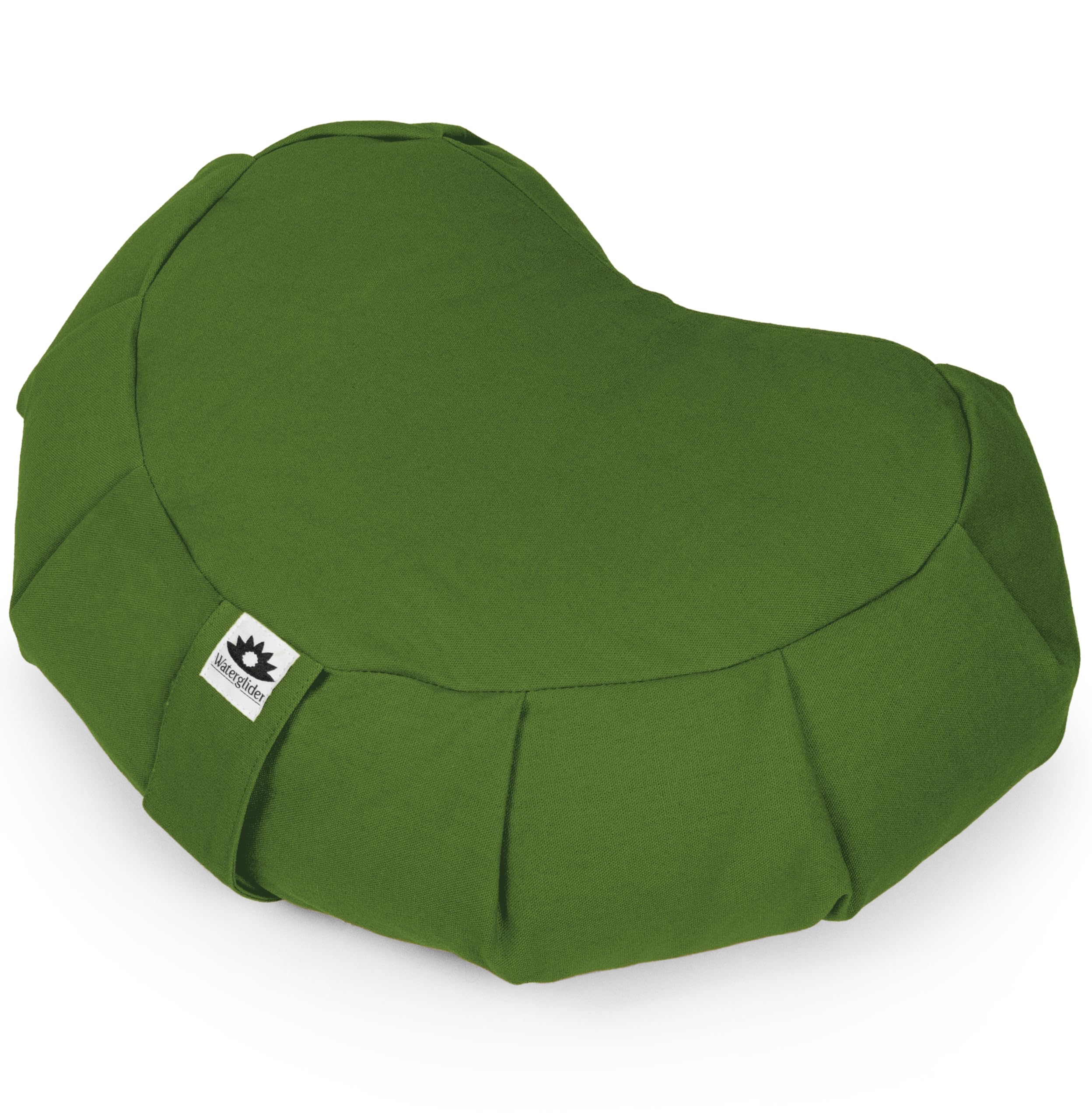 Premium Buckwheat Husk Filled Meditation Cushion - Crescent Zafu Yoga Pillow (Green Grass Color) | Made in USA | Perfect for Yoga, Zen Meditation & Floor Seating