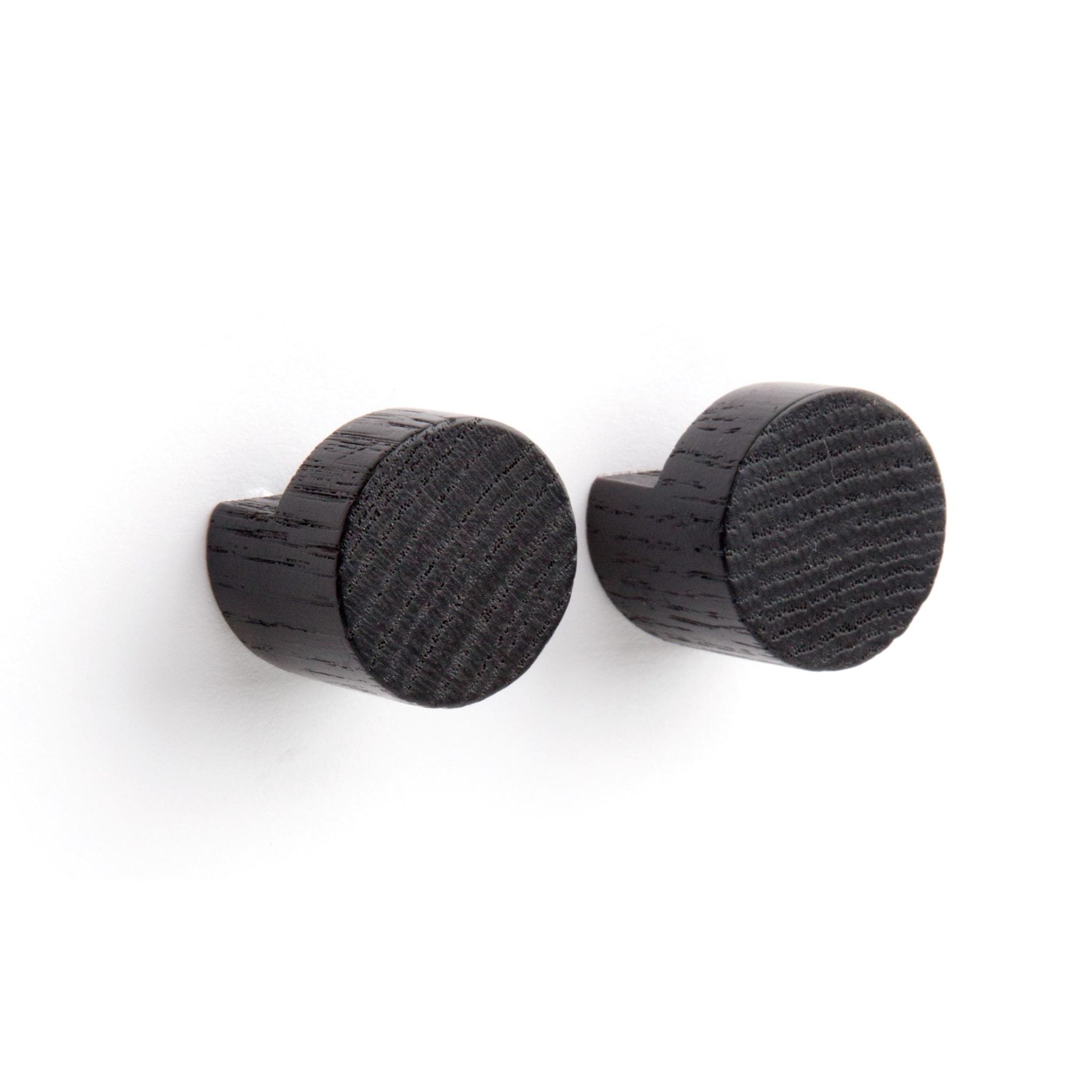 EKTA LIVING Wooden Wall Hooks - Set of 2 Small Black Oak Knot Hooks (2.8cm) for Hanging Coats, Hats, Keys & Home Decor