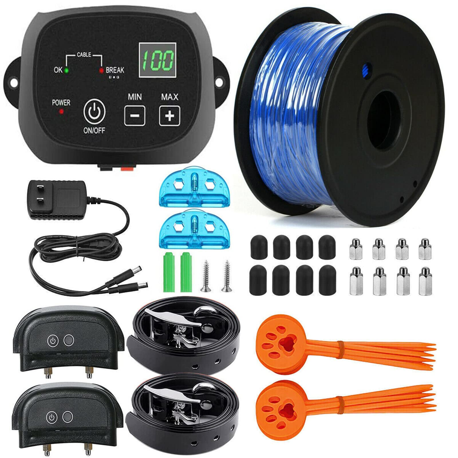 Electric Dog Fence System - In-Ground & Aboveground Pet Containment with Waterproof Training Collar (IP66 Rated) | 656ft Boundary Wire for Small, Medium & Large Dogs | Shock, Vibrate & Tone Correction for 2 Dogs | Perfect for Backyard, Farm & Outdoor Pet Safety