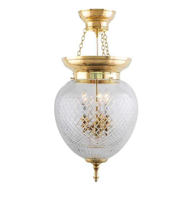 Foajé Chandelier 200 Brass with Clear Glass - Elegant Lighting for Living Room, Dining Room, and Entryway