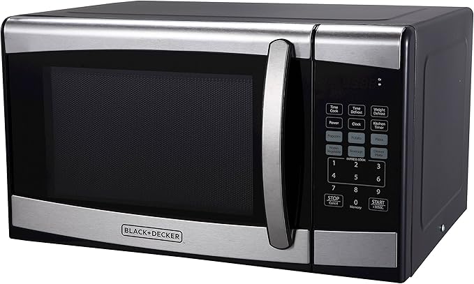 Stainless Steel Microwave Oven with Turntable - Black & Silver Options | Fast Heating, Even Cooking | Perfect for Small Kitchens, Dorms & Offices