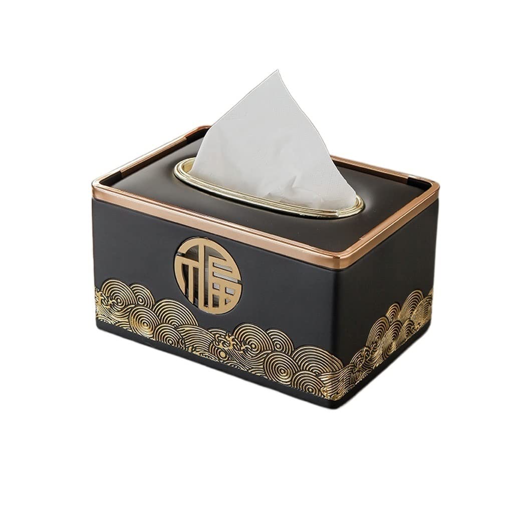 Decorative Tissue Box Holder for Living Room, Bathroom, Bedroom & Kitchen - Stylish Paper Storage Organizer in Black | Perfect for Home, Office & Guest Room Décor
