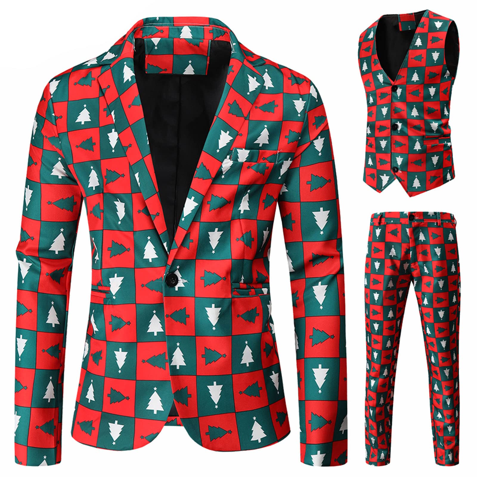 Men's Casual Fashion Printed Suit Set - Summer Pants & Top Outfit for Christmas | Stylish Matching Suits for Men | Perfect for Parties, Holidays & Special Occasions