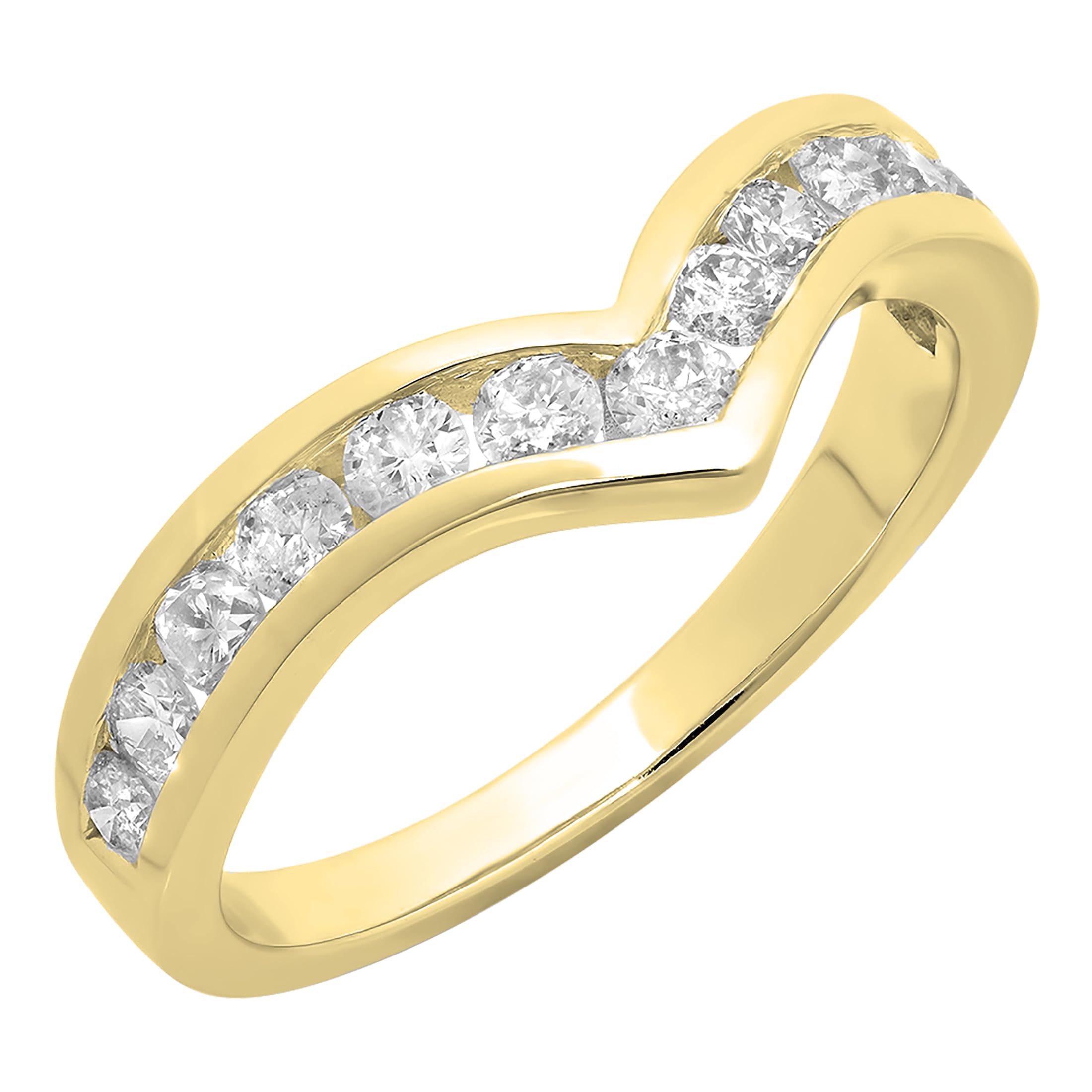 Dazzlingrock 14K Solid Gold Round White Diamond Chevron Stackable Band for Her - Perfect Anniversary Gift for Women