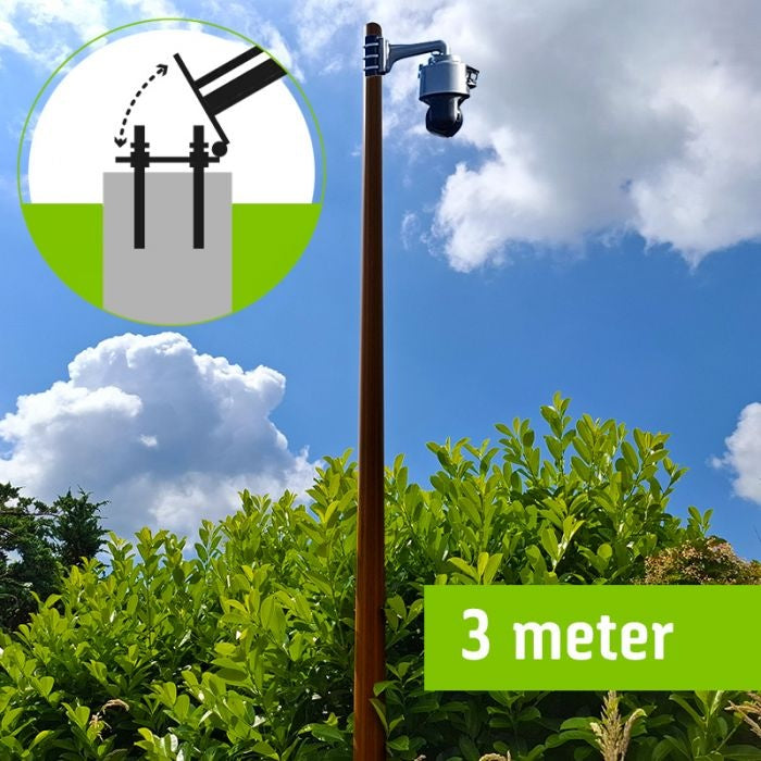 3M Wooden Camera Mast with Tilting Anchor - Lightweight & Sturdy for Outdoor Photography, Videography, and Surveillance