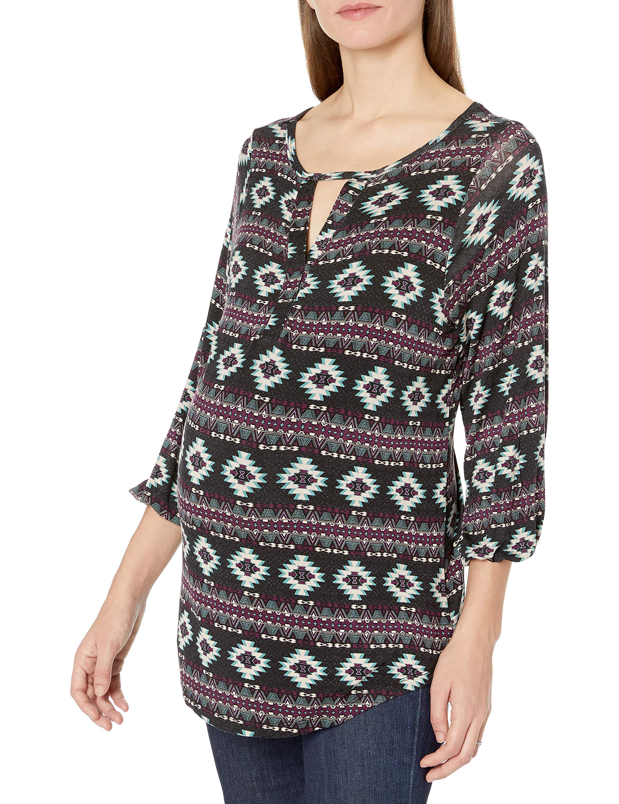 Lila Maternity & Nursing Long Sleeve Cut-Out Top for Women - Comfortable Pregnancy & Breastfeeding Shirt for Everyday Wear, Work & Special Occasions