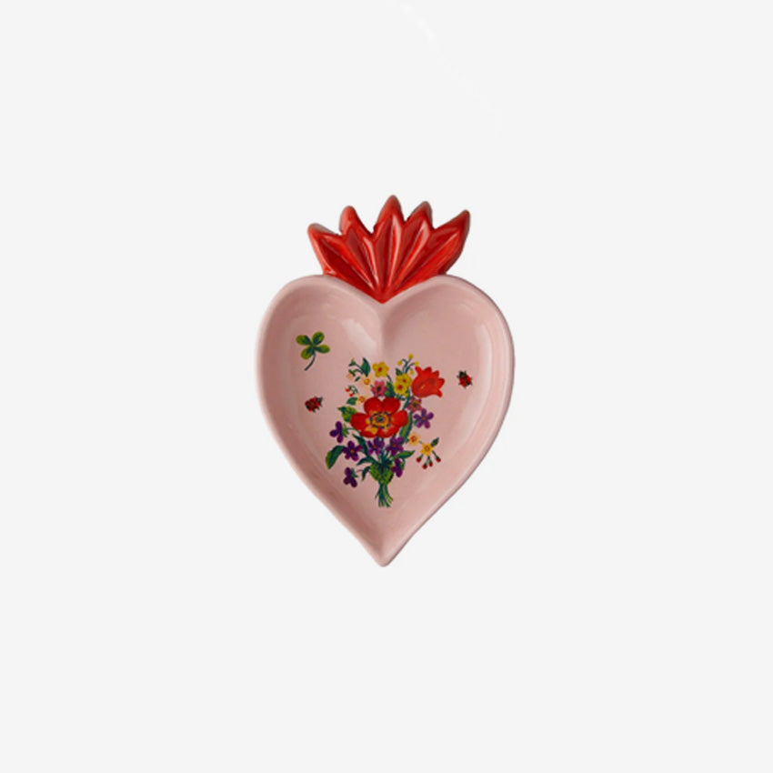 Bitossi Home Little Heart-Shaped Appetizer Plates - Set of 6 Mini Ceramic Dishes for Desserts, Candies & Party Snacks - Elegant Tableware for Valentine's Day, Bridal Showers & Romantic Dinners