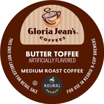 Gloria Jean's Butter Toffee Coffee Pods - 144 Count Keurig K-Cups Compatible - Perfect for Office, Home Brewing & Gifts