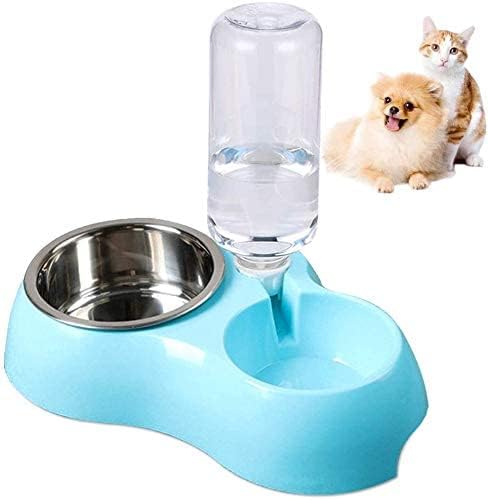 **Zyomatiq Dual Stainless Steel Pet Bowls - Non-Slip, No-Spill Dog & Cat Food Bowls with Automatic Water Feeder - Perfect for Small & Medium Pets at Home or Travel**
