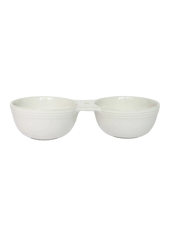 Nora Fleming Double Dipper - Elegant Ceramic Appetizer Serving Dish for Parties, Entertaining & Holiday Gatherings | Perfect for Dips, Sauces & Small Bites