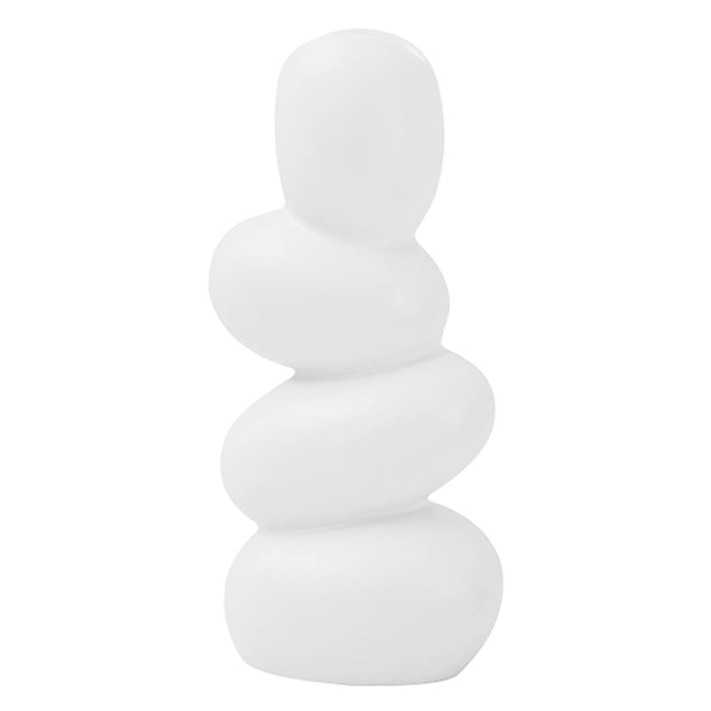 White Ceramic Abstract Art Vase - Modern Egg-Shaped Sculpture for Flower Arrangement | Decorative Pebble Design Home Decor for Living Room, Mantel, Bedside Table & Wedding Centerpieces