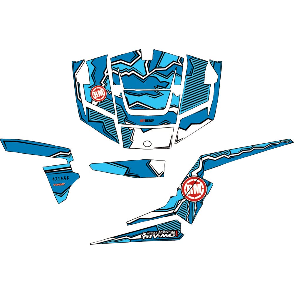 Attack Graphics Quake Complete UTV Graphics Kit - White/Voodoo Blue/Baby Blue for Can-Am Maverick Max 1000 X ds Turbo (2015) | Custom Off-Road Vehicle Decals for Trail Riding & Dune Bashing