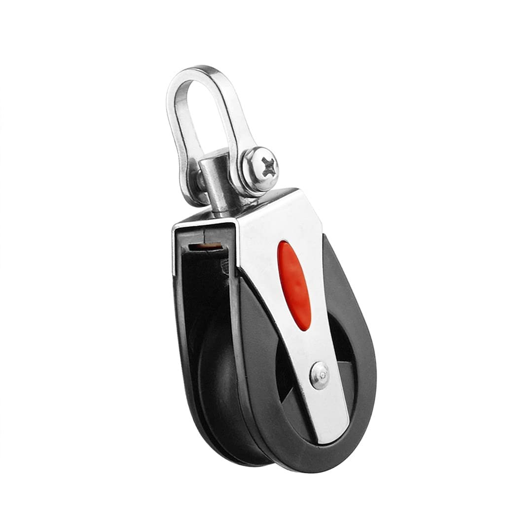 MAXIAOAO Heavy Duty 1500Lbs Capacity Single Swivel Pulley Block - Universal Sailboat Rope Runner, Plain Bearing Sheave for Boating, Climbing, Rigging & Outdoor Activities