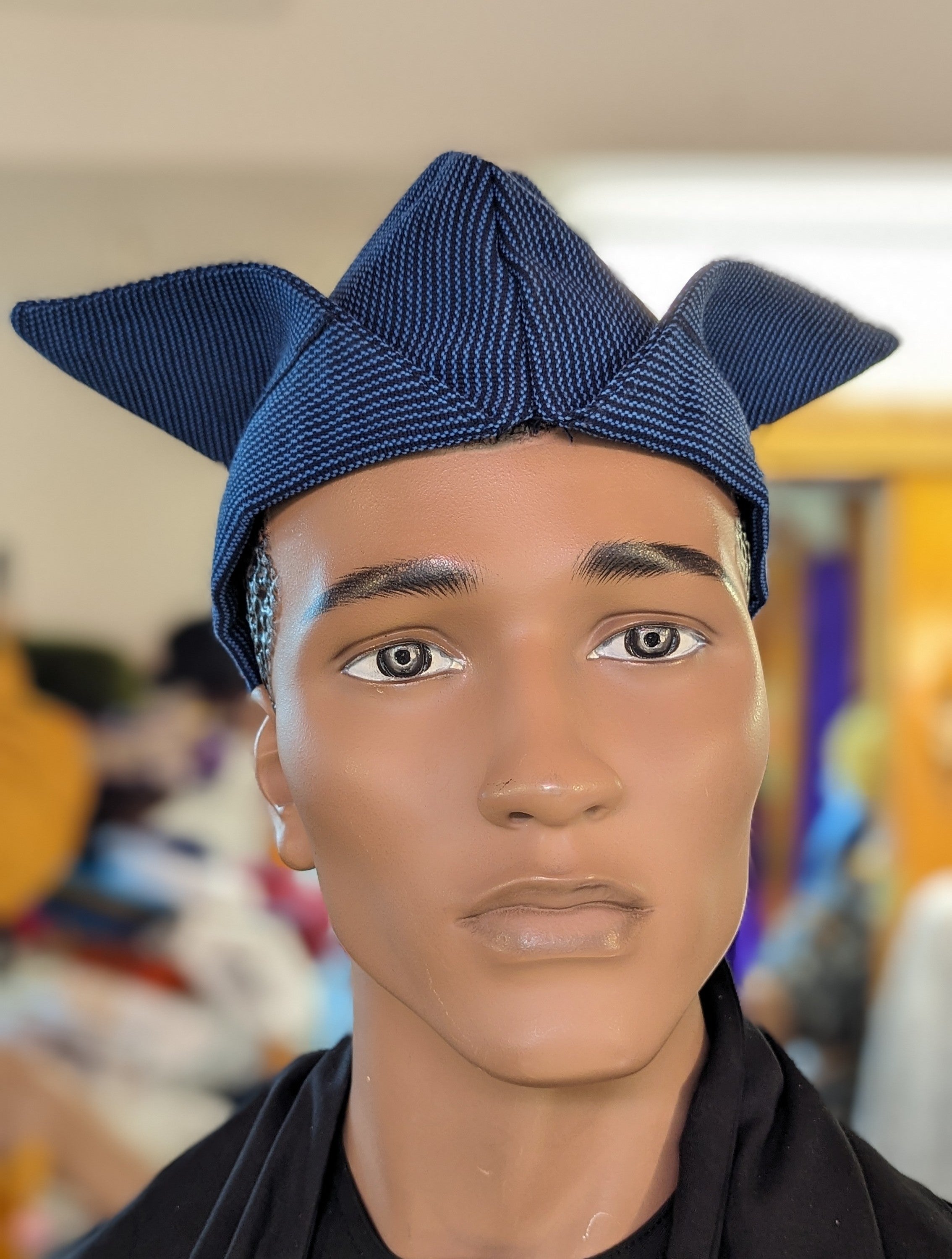 Dupsie's Blue Orin Aso Oke Abeti Aja Kufi Cap Hat DPHSOB10 - Traditional Nigerian Hat for Men, African Cultural Headwear for Weddings & Special Occasions