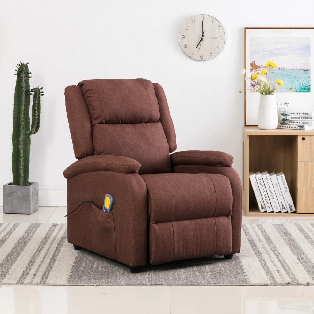 FAMIROSA Brown Fabric Massage Recliner Chair with Full Body Relaxation - 58 lbs Weight Capacity (AU/US Only) - Perfect for Living Room, Home Theater & Office Comfort