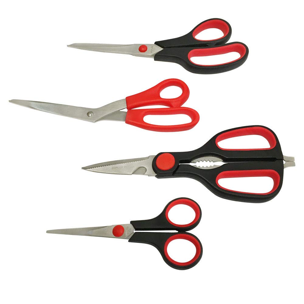 Premium Stainless Steel Heat-Treated Scissors Set - 4-Piece Multi-Purpose Kitchen & Craft Shears for Cutting Fabric, Paper, Herbs & More - Ideal for Home, Office & DIY Projects