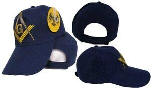 TM Embroidered Blue Freemason Masonic Emblem Baseball Cap - Stylish Shadow Design Hat for Brotherhood Events & Outdoor Activities