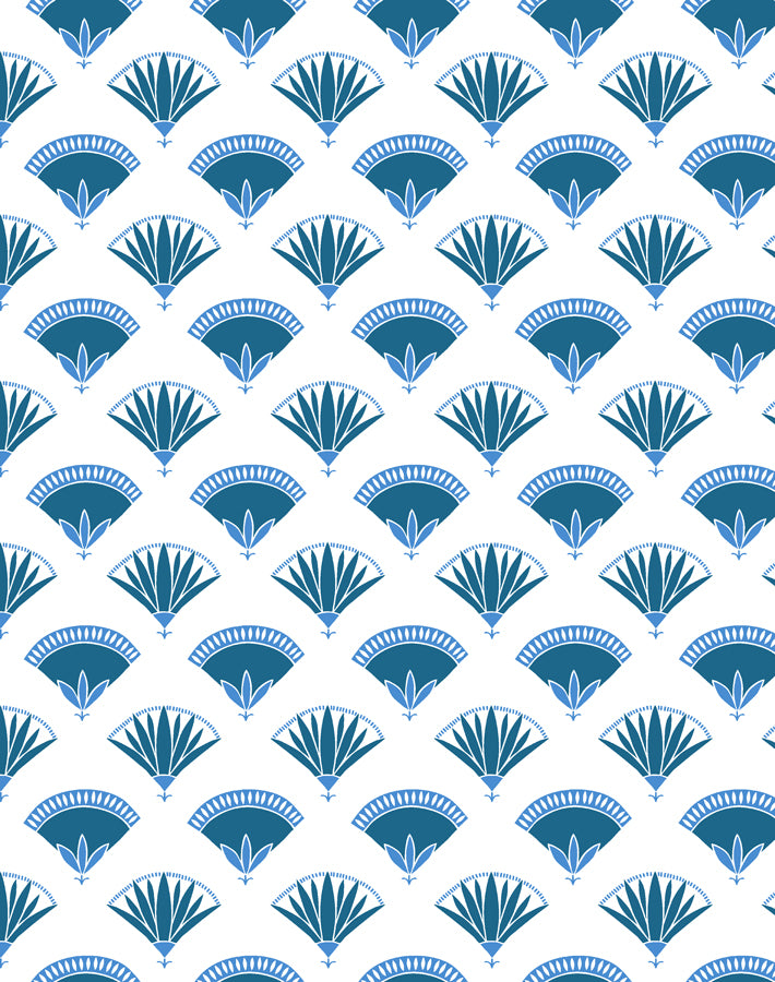 Lotus Papyrus Wallpaper in Cadet Blue by Tea Collection - Premium Peel & Stick Removable Wallpaper for Bedroom, Nursery, and Home Office Decor
