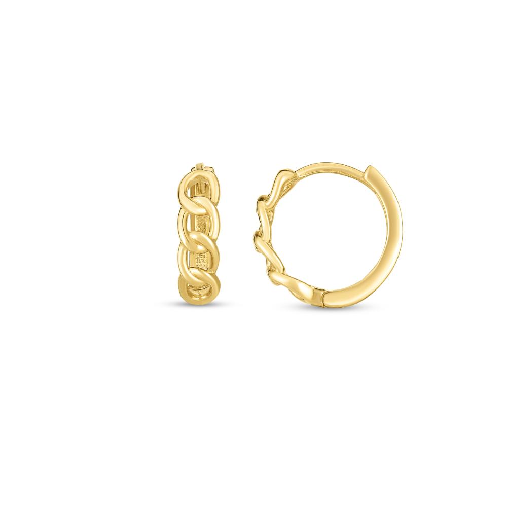 14K Gold Curb Huggie Hoop Earrings for Women - Minimalist Everyday Jewelry - Perfect for Work, Date Night & Special Occasions