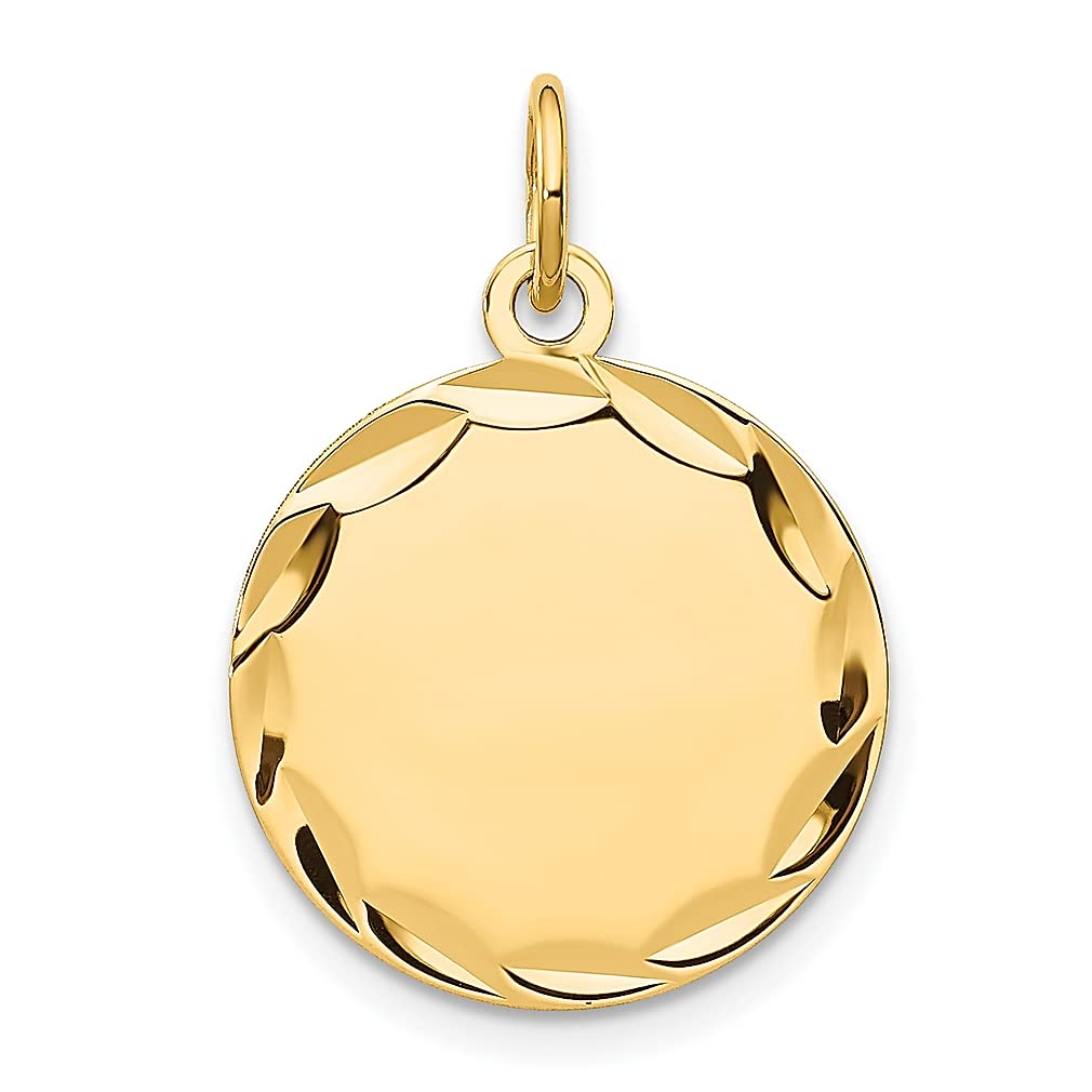 14K Yellow Gold Engravable Round Disc Charm Necklace Pendant - Personalized Fine Jewelry for Women - Perfect Gift for Her - Elegant Everyday Wear & Special Occasions