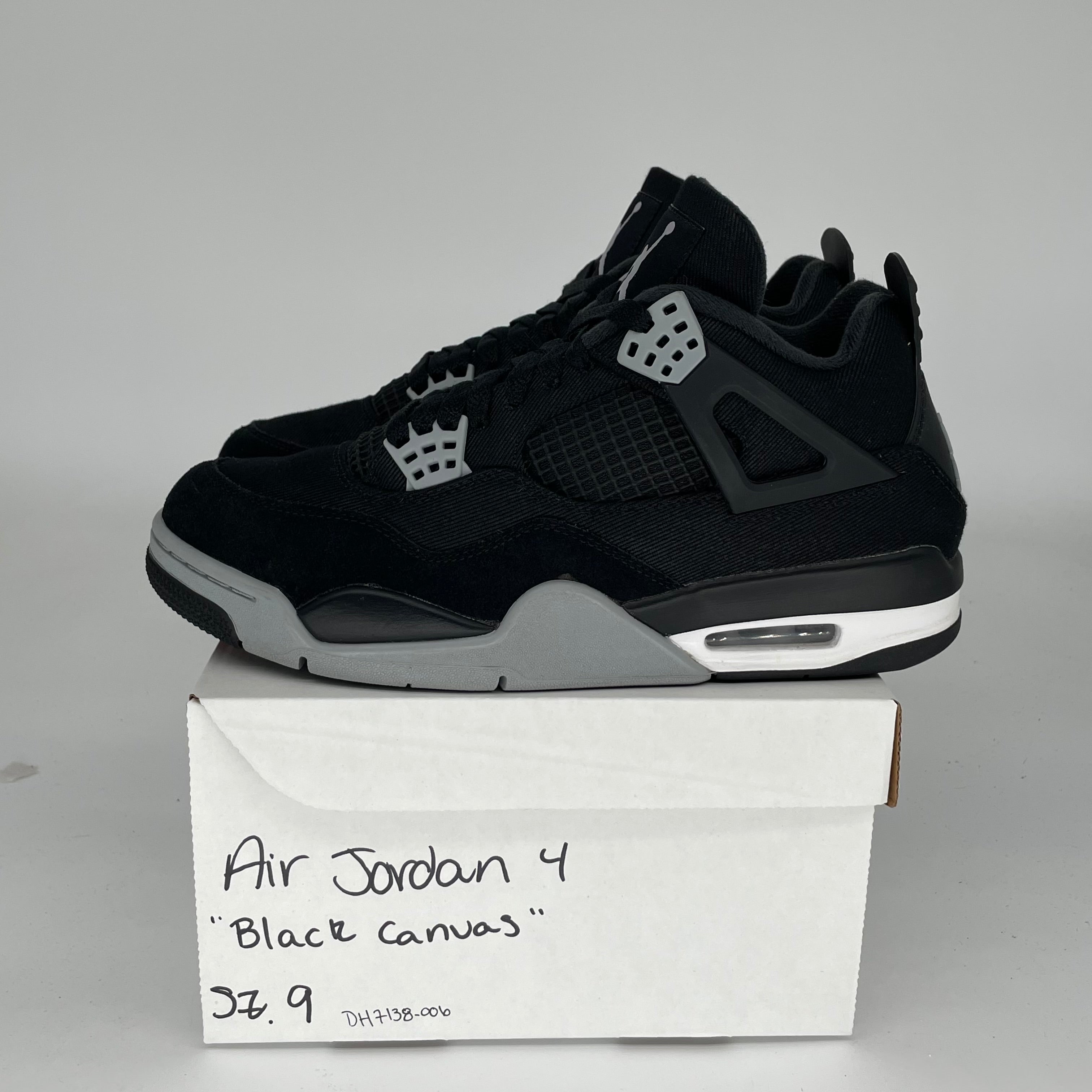 AIR JORDAN 4 Retro Black Canvas Men's Basketball Shoes Size 9 - DH7138-006 | Sneakers for Casual Wear, Street Style & Sports