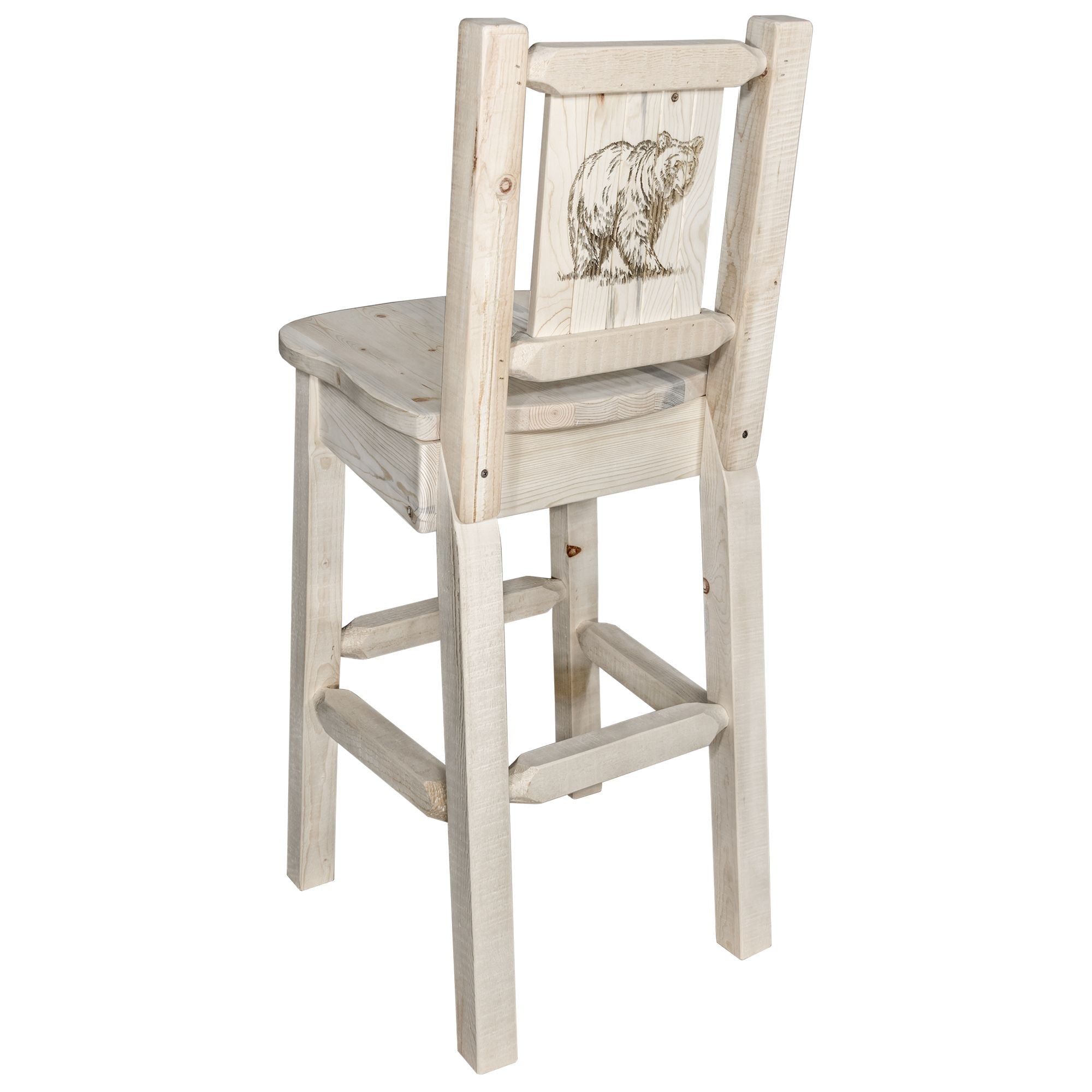 Homestead Counter Height Barstool with Back Support & Laser Engraved Design - Perfect for Kitchen Islands, Breakfast Bars, and Home Decor