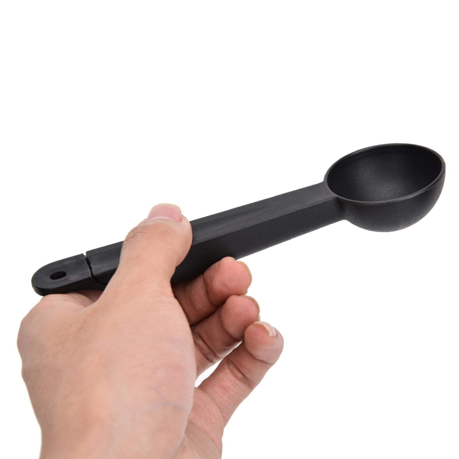 6.3 x 1.8 Inch Plastic Measuring Spoon with Removable Brush - Perfect Coffee Scoop for Beans, Grounds & Brewing - Ideal for Coffee Shops, Home Kitchens & Barista Use