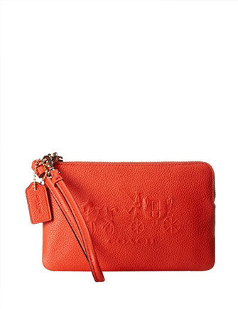 Coach Embossed Horse and Carriage Small Zip Wristlet Wallet - Stylish Crossbody Bag for Women, Perfect for Everyday Use, Travel & Night Out