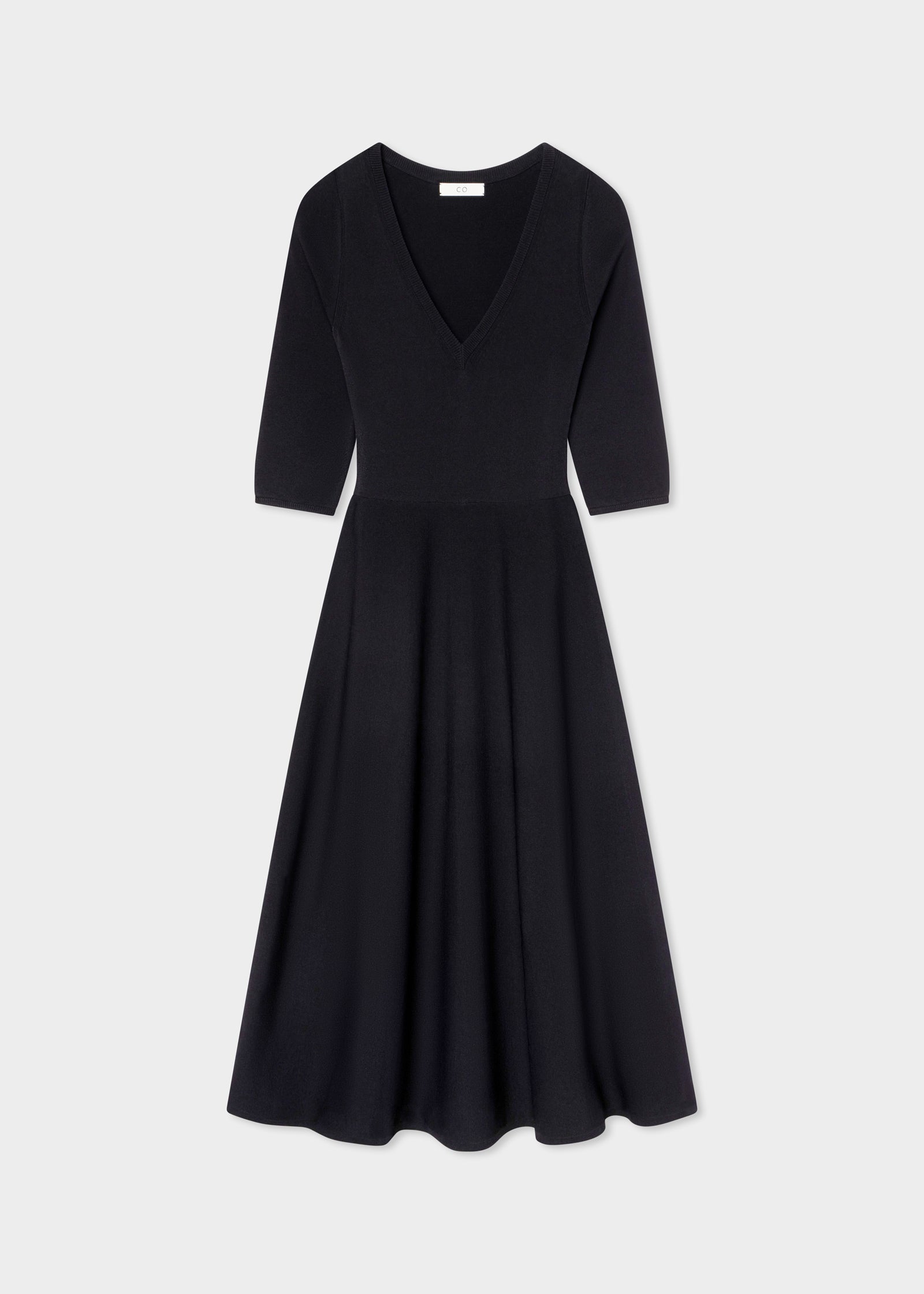 Elegant V-Neck A-Line Knit Dress for Women - Black | Casual & Office Wear | Perfect for Work, Parties & Everyday Outfits