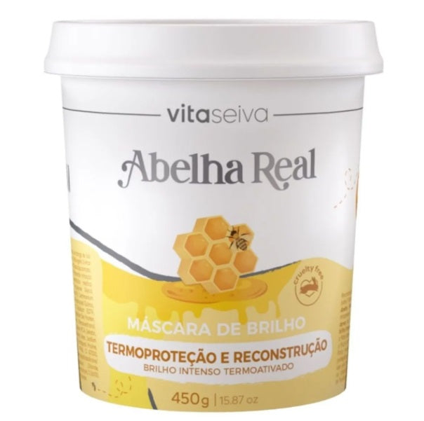 Abelha Real Bee Jelly Hair Repair Mask 450g - Anti-Frizz Treatment for Damaged Hair with Shine Boost | Deep Conditioning for Dry, Frizzy Hair | Vita Seiva Natural Formula