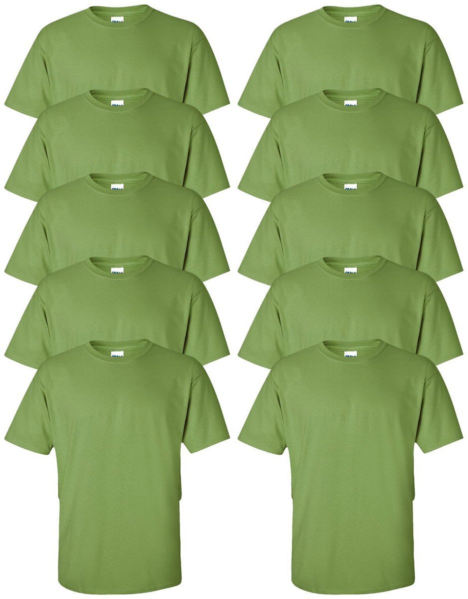 Gildan Men's Ultra Cotton T-Shirt - Soft Comfortable Crew Neck Tee - KIWI Green - 3XL (Pack of 10) - Perfect for Casual Wear, Work Uniforms & Screen Printing