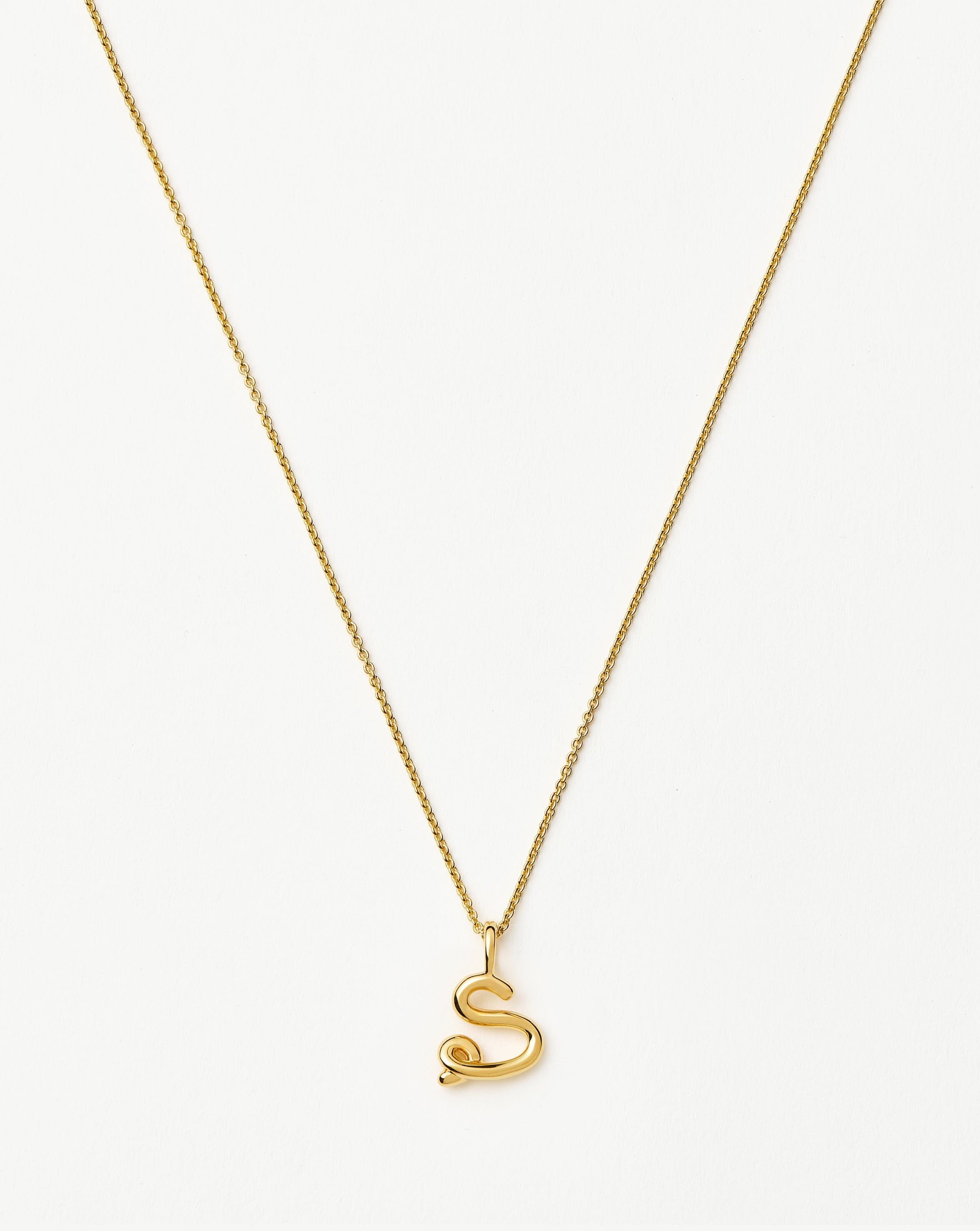 Curly Molten Mini Initial Necklace - 18K Gold Vermeil Personalized Jewelry for Women | Perfect Gift for Birthday, Anniversary & Valentine's Day