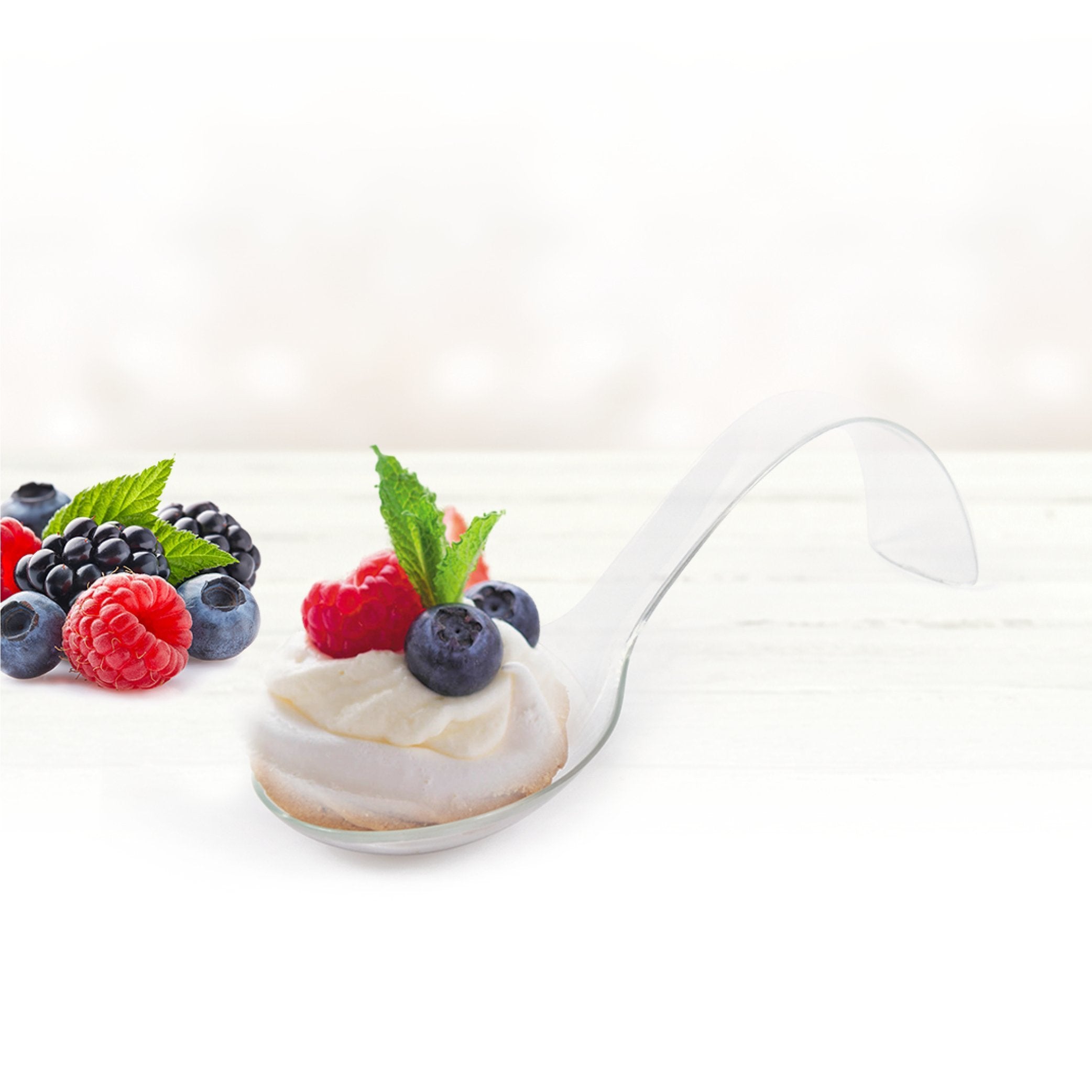 Clear Plastic Curly Appetizer Tasting Spoons - 24 Pack | Disposable Cocktail Party, Wedding, Catering & Sampling Utensils for Food Tasting