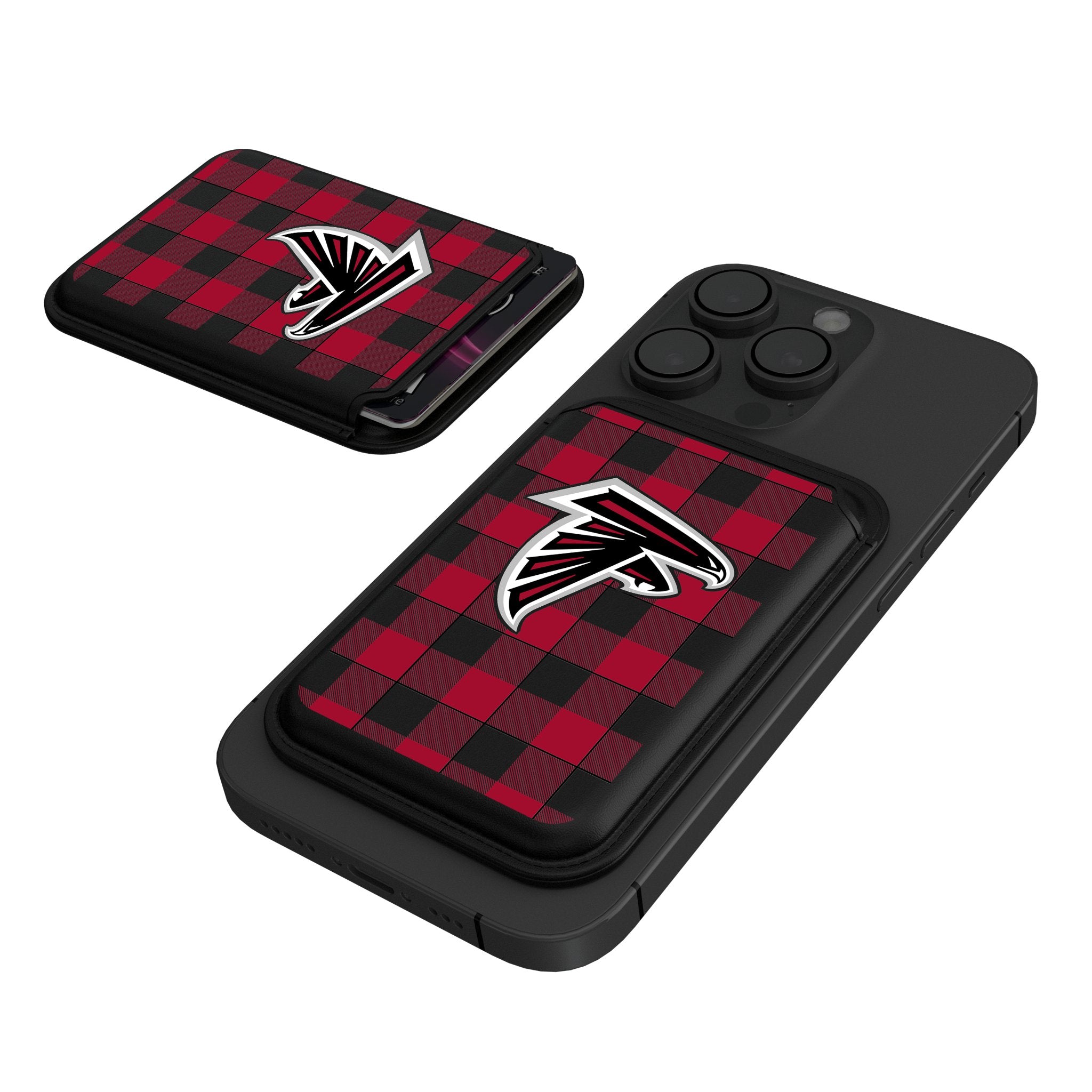 Atlanta Falcons Plaid Black Magnetic Credit Card Wallet - Stylish & Secure RFID Blocking Wallet for NFL Fans - Perfect for Game Day, Travel & Everyday Use