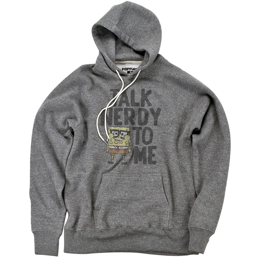 Popfunk Spongebob 'Talk Nerdy To Me' Official Premium Ultrasoft Tri-Blend Hoodie - Comfortable Unisex Pullover for Anime Fans, Gaming Enthusiasts & Casual Wear