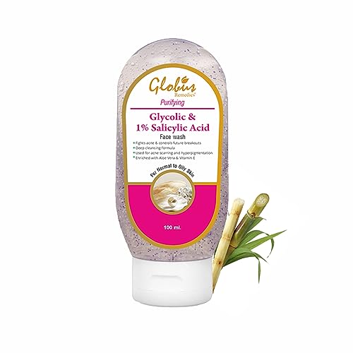 Globus Remedies Glycolic & Salicylic Acid Acne Control Face Wash - 100ml | Exfoliating & Cleansing for Clear Skin | Perfect for Daily Skincare Routine & Acne-Prone Skin