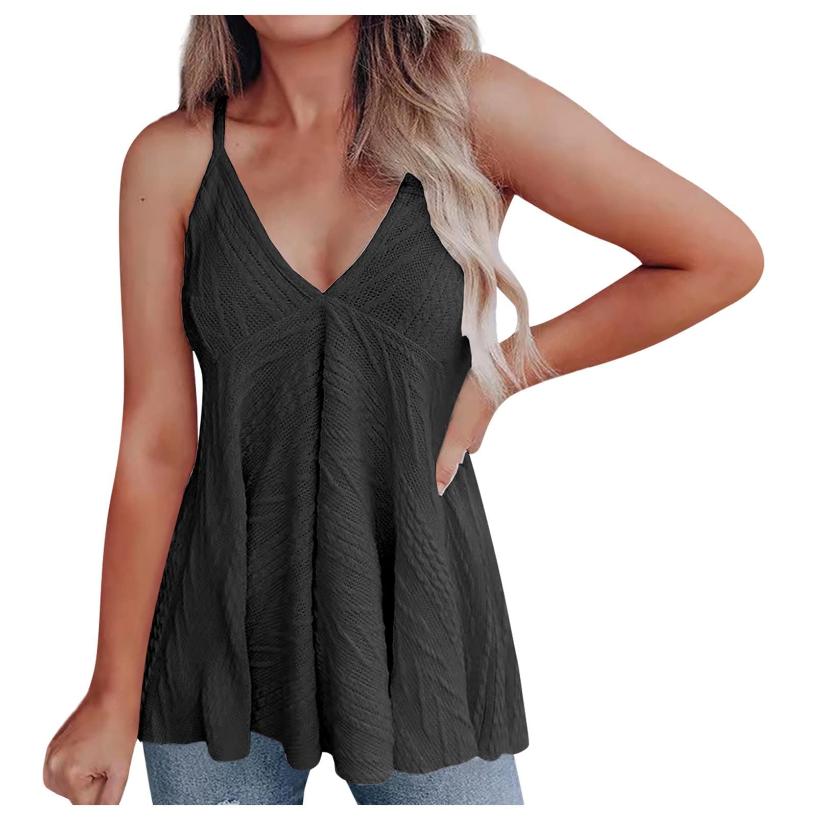 MIANHT Women's Summer Sexy Ribbed Knit Tank Tops - Loose Sleeveless Casual Sheer Tee for Beach, Party & Everyday Wear