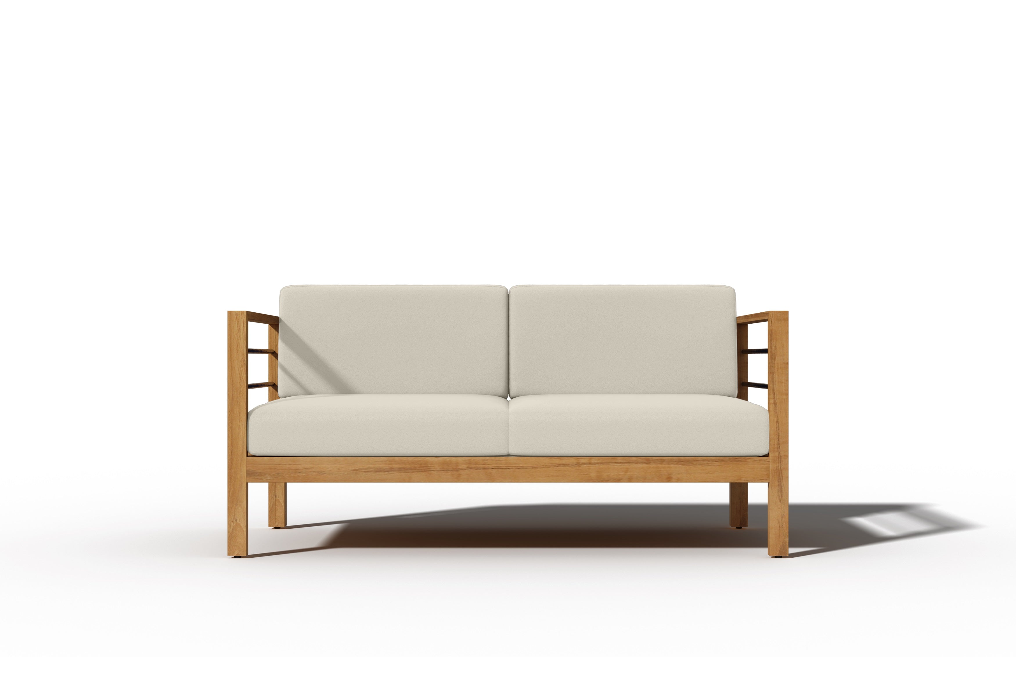 Leon 3-Person Teak Outdoor Sofa with Sunbrella Canvas Cushion - Waterproof Patio Furniture for Garden, Poolside & Backyard Relaxation