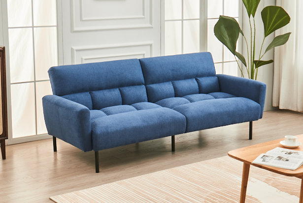 BlueFlex Sleeper Sofa - Convertible Split Back Design with Memory Foam Mattress, Removable Arms & Sturdy Steel Legs | Perfect for Small Spaces, Guest Rooms & Apartments