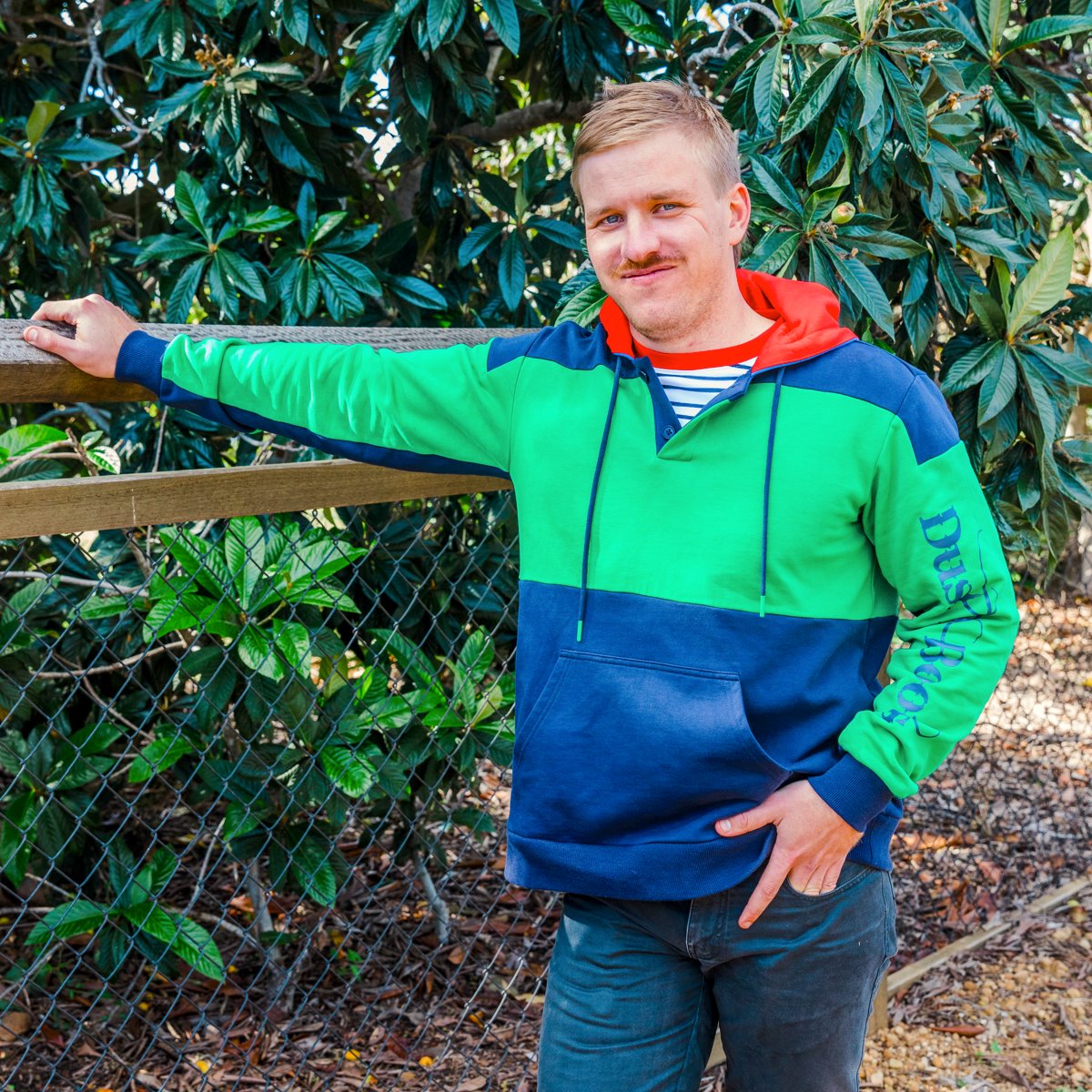 Men's Green & Navy Block Hoodie - Stylish & Comfortable Pullover for Casual Wear, Gym, and Outdoor Activities