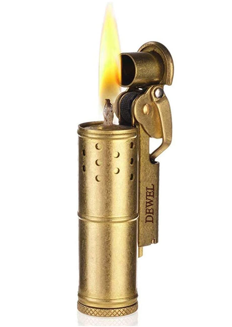 Vintage Windproof Brass Kerosene Lighter for Outdoor & Gifts