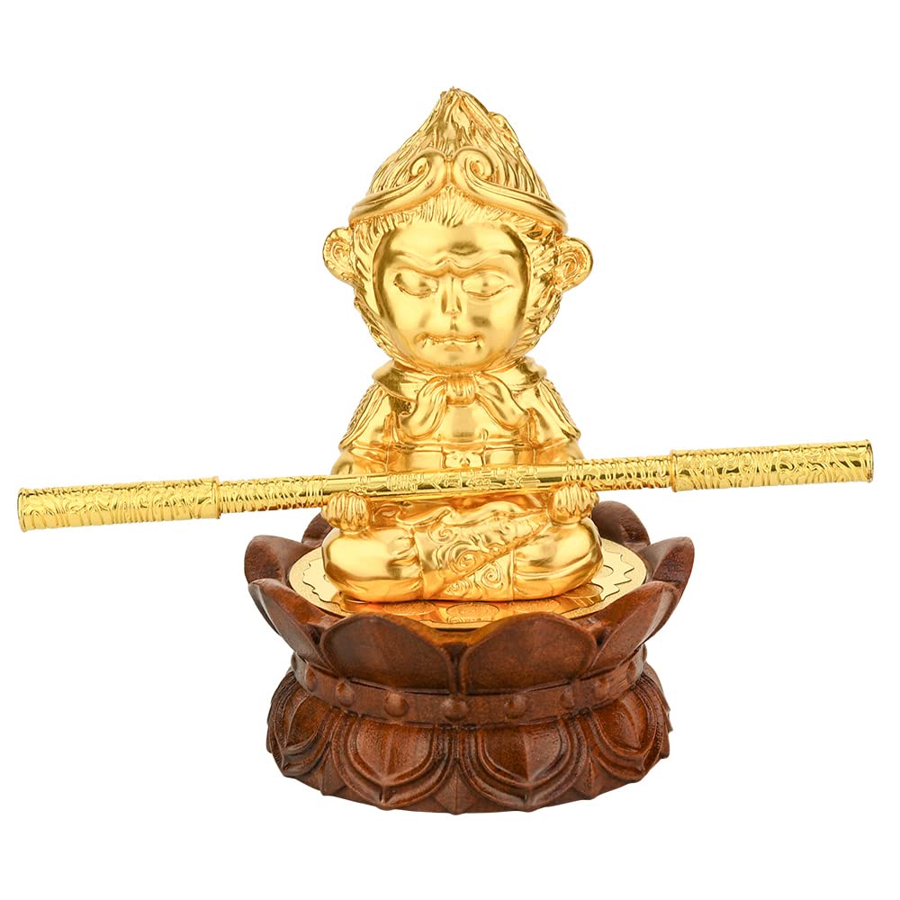 Golden Sun Wukong Statue - Premium Gold Foil Handcrafted Monkey King Figurine for Desktop, Home & Office Decor | Perfect Gift for Chinese Mythology Lovers & Feng Shui Enthusiasts