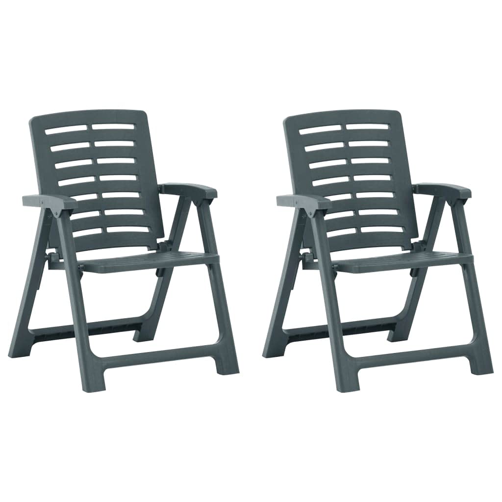 2-Pack Green Plastic Outdoor Dining Chairs with Backrest & Armrests - All-Weather Patio Furniture Set for Poolside, Garden, Backyard, and Deck Use